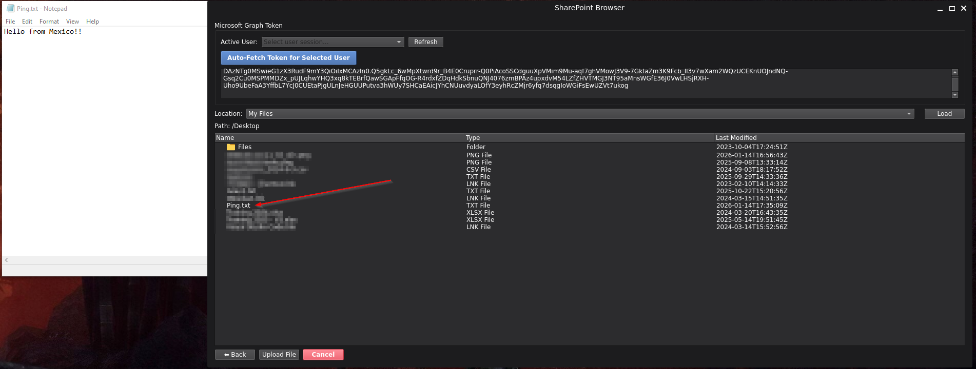 Local File Uploaded to Users Workstation via OneDrive linkage